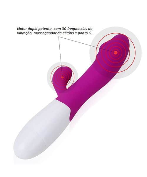 vibrador rabbit pretty love snappy com 30 vibrações vista do motor duplo de vibração