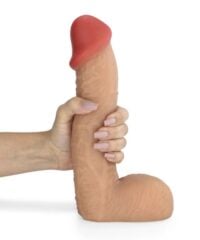 Pênis Realístico Gigante e Grosso com Escroto Sucuri - Dildo Flexível 27x6,5cm Bege