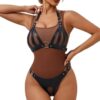Conjunto Sutiã e Calcinha de Bondage em Couro - YOUVIBE