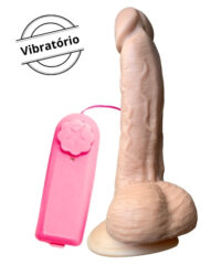 Pênis com Vibração e Ventosa Fixadora em 05 Cores com 17×3,5cm – 14cm Penetrável – Design Exclusivo Imagination
