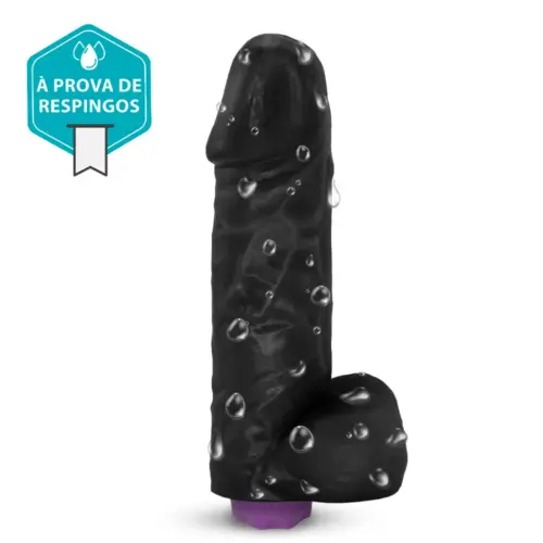 Pênis com Escroto e Vibrador 10 Velocidades Recarregável Crono 20 x 5cm Preto - Imagem 5