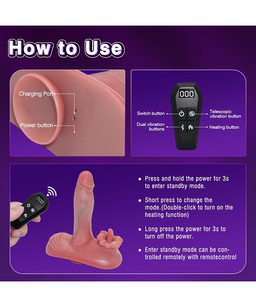 Vibrador com Movimento Vai e Vem, Aquecimento e Controle Remoto – 12 Modos de Funcionamento - Imagem 10