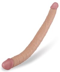 Pênis Duplo Realístico – 13 cm Penetráveis Cada Lado, 37 cm Total – Dupla Glande com Veias Massageadoras PVC Flexível