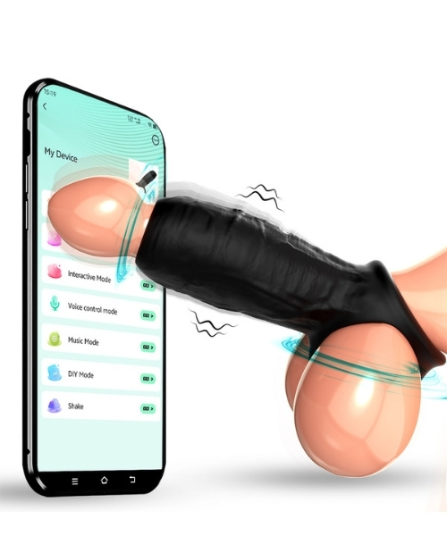 Meia Capa Peniana com 9 Modos de Vibração e Controle por Aplicativo