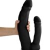 Pênis Duplo Gigante e Grosso Gêmeos - Dildo Flexível 36 x 7,3cm Preto