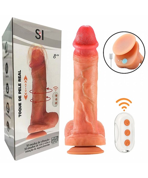 Pênis Realístico Vibratório com Vai e Vem e Rotação com Aquecimento - 20,3 x 4,0 cm - Imagem 5