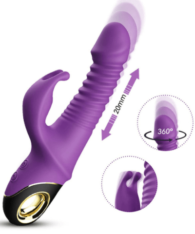 Vibrador Rabbit Vai e Vem Recarregável com 9 Modos de Vibração, de Silicone, para Ponto G e Clitóris