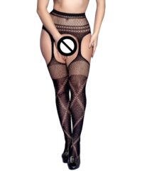 Meia Calça Arrastão com Efeito Cinta-Liga e Strass – Brilho Elegante para um Visual Marcante