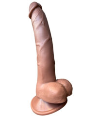 Pênis Realístico Curvado com 15cm Penetrável, Total de 19,5cm x 3,3cm, com Ventosa, Cor Marrom – Imagination®