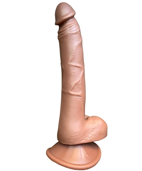 Pênis Realístico Curvado com 15cm Penetrável, Total de 19,5cm x 3,3cm, com Ventosa, Cor Marrom – Imagination® - Imagem 3
