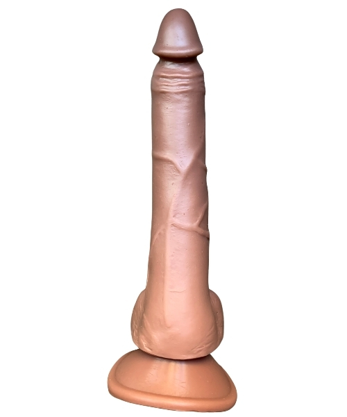Pênis Realístico Curvado com 15cm Penetrável, Total de 19,5cm x 3,3cm, com Ventosa, Cor Marrom – Imagination® - Imagem 6