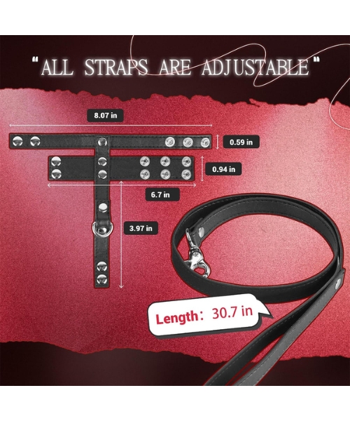 Anel Peniano de Couro para Bondage BDSM com Coleira e Guia - YOUVIBE - Imagem 4