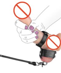 Anel Peniano de Couro para Bondage BDSM com Coleira e Guia - YOUVIBE