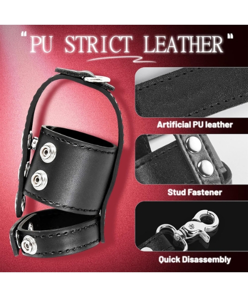 Anel Peniano de Couro para Bondage BDSM com Coleira e Guia - YOUVIBE - Imagem 3