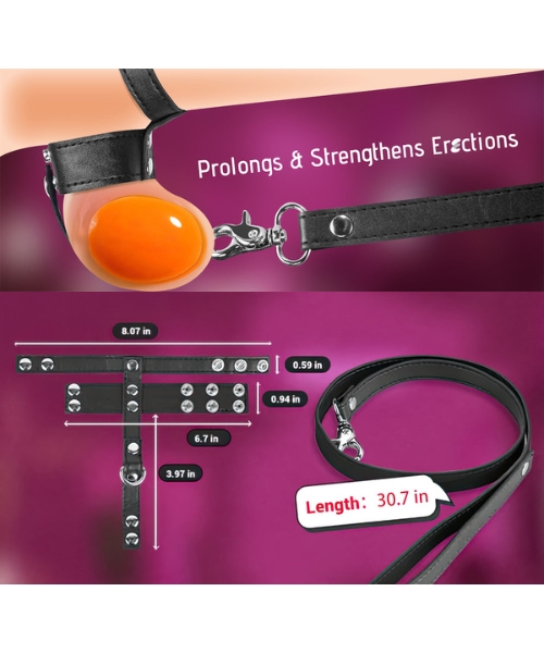 Anel Peniano de Couro para Bondage BDSM com Coleira e Guia - YOUVIBE - Imagem 2