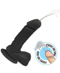 Pênis que Ejacula Flexível Ares com Escroto e Ventosa 15 x 4cm Preto