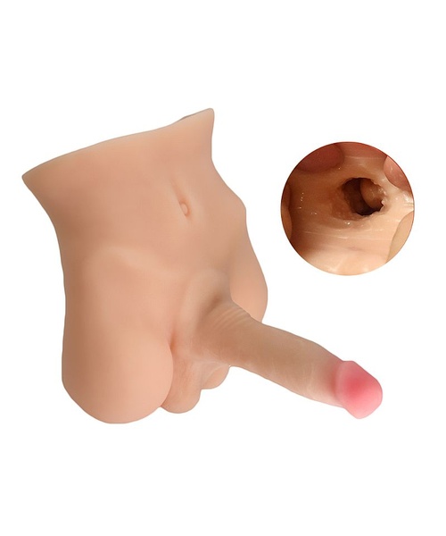 Masturbador Meio Corpo Realista Macio e Flexível com Entrada de Ânus com Pênis Vibratório com Movimento Vai e Vem - Imagem 4