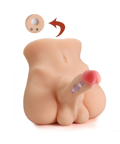 Masturbador Meio Corpo Realista Macio e Flexível com Entrada de Ânus com Pênis Vibratório com Movimento Vai e Vem - Imagem 3