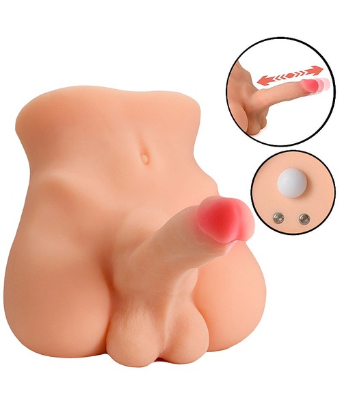 Masturbador Meio Corpo Realista Macio e Flexível com Entrada de Ânus com Pênis Vibratório com Movimento Vai e Vem