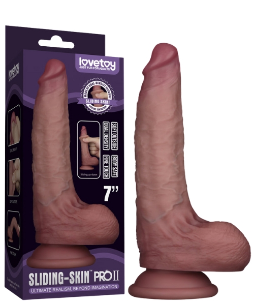 Pênis Realístico Dupla Densidade 17,5x3,5 cm - 23 cm Penetrável - Sliding Skin Pro II Dual Layer Silicone Dong - LOVETOY