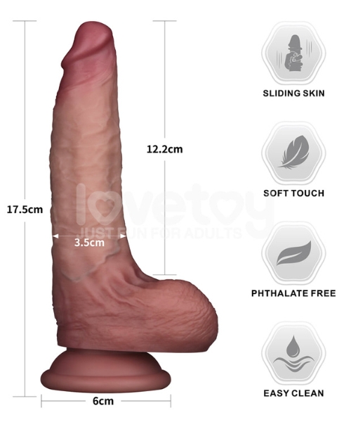 Pênis Realístico Dupla Densidade 17,5x3,5 cm - 23 cm Penetrável - Sliding Skin Pro II Dual Layer Silicone Dong - LOVETOY - Imagem 2