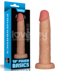 Pênis Realístico Vibratório Recarregável com 10 Modos – 23,8 cm Penetráveis, 26,2 x 5 cm Totais – LOVETOY 10'' Vibrating Power Basics Cock