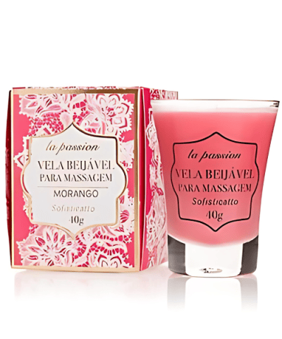 Vela de Massagem Beijável Sabor Morango 40g – Toque Suave e Aroma Envolvente