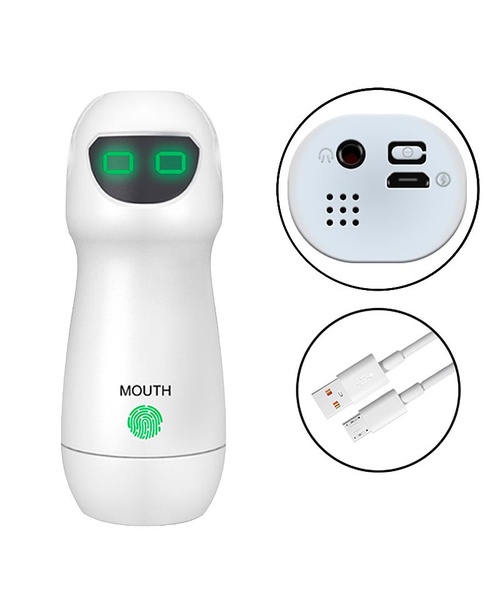 Masturbador Formato de Lanterna Formato Boca com Vibração e Voz - S Robot - Imagem 3