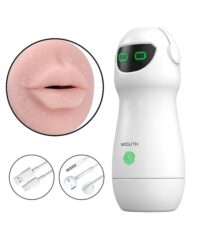 Masturbador Formato de Lanterna Formato Boca com Vibração e Voz - S Robot