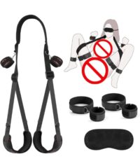 Kit Bondage com Algemas, Pulsos e Coxas, Acessórios para Cama com Algemas Ajustáveis, Tornozelos e Vendas - YOUVIBE