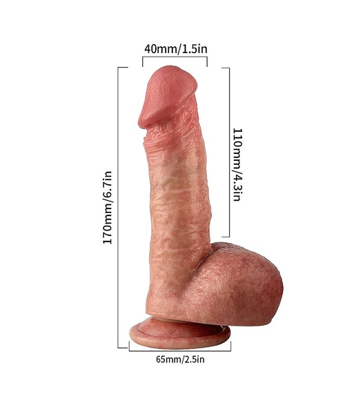 Pênis Realístico com Ventosa - Silicone Líquido - 17,0 x 4,0 cm - 11,0 cm Penetrável - Imagem 3