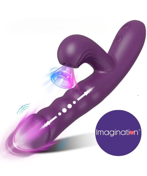 Vibrador com 10 Modos de Vibração Vai e Vem e Sugador de Clitóris com 10 Modos, Recarregável - Flamingo Imagination®