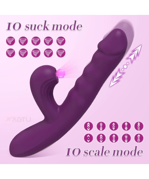 Vibrador com 10 Modos de Vibração Vai e Vem e Sugador de Clitóris com 10 Modos, Recarregável - Flamingo Imagination® - Imagem 5