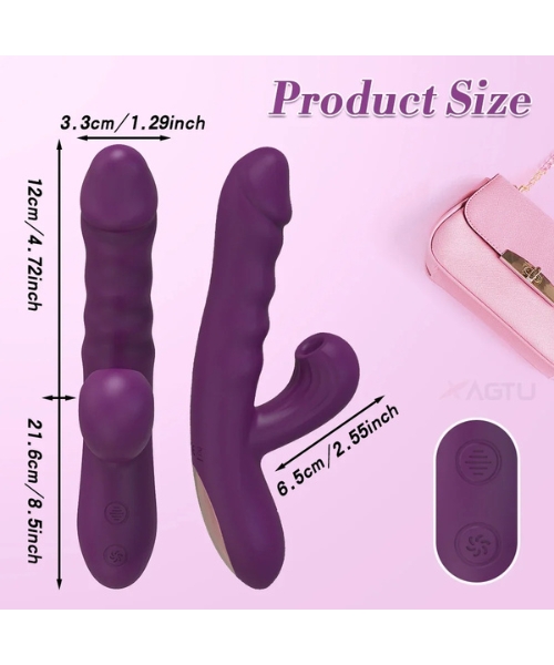 Vibrador com 10 Modos de Vibração Vai e Vem e Sugador de Clitóris com 10 Modos, Recarregável - Flamingo Imagination® - Imagem 7