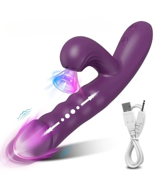 Vibrador com 10 Modos de Vibração Vai e Vem e Sugador de Clitóris com 10 Modos, Recarregável - Flamingo Imagination® - Imagem 2