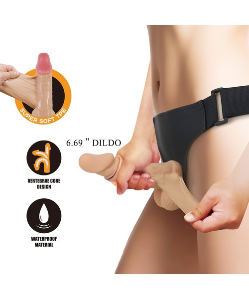 Cinta Peniana Ajustável Zane com Prótese Realística Articulável de 17 cm – TPE Macio - Imagem 3