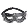 Máscara de Couro Punk com Correntes Cromadas