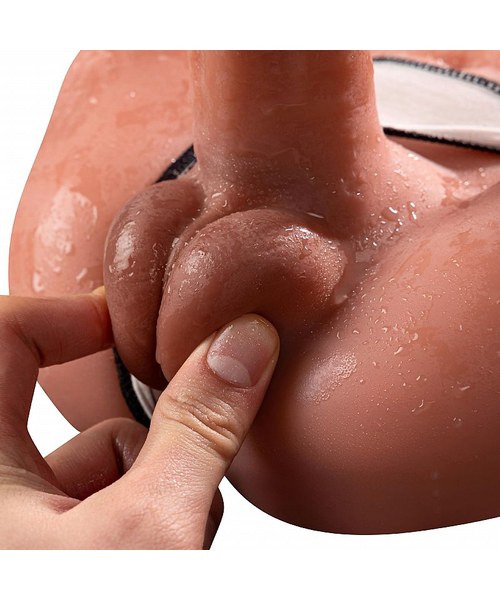 Masturbador Formato Homem Meio Corpo em CyberSkin - Pênis Vibratório com Movimentos de Vai e Vem - Imagem 10