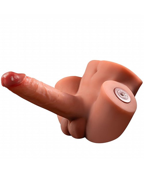 Masturbador Formato Homem Meio Corpo em CyberSkin - Pênis Vibratório com Movimentos de Vai e Vem - Imagem 7