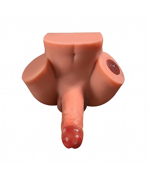 Masturbador Formato Homem Meio Corpo em CyberSkin - Pênis Vibratório com Movimentos de Vai e Vem - Imagem 4