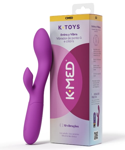Vibrador Duplo de Silicone Recarregável com 10 Vibrações – K-Toys Entra y Vibra – CIMED