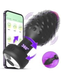 Plug Anal em Silicone com Vibração, Rotação e Controle via APP