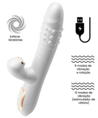 Vibrador com Sugador de Clitóris e Esferas Giratórias 360º – Dupla Estimulação com Alta Tecnologia