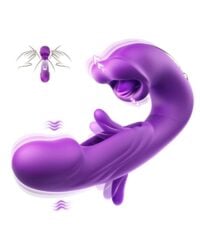 Vibrador com Estimulador de Clitóris em Formato de Boca – Prazer Realista e Alta Tecnologia