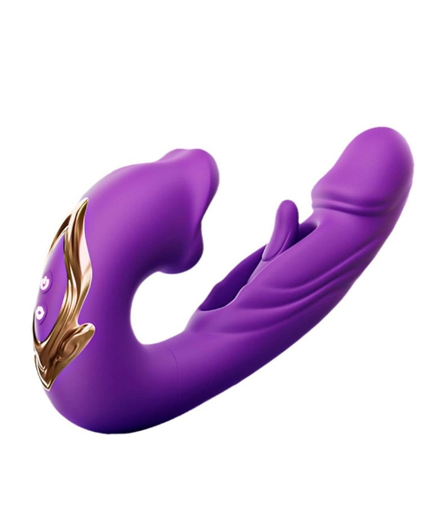 Vibrador com Estimulador de Clitóris em Formato de Boca – Prazer Realista e Alta Tecnologia - Imagem 2