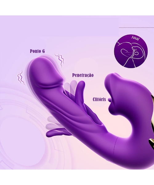 Vibrador com Estimulador de Clitóris em Formato de Boca – Prazer Realista e Alta Tecnologia - Imagem 4