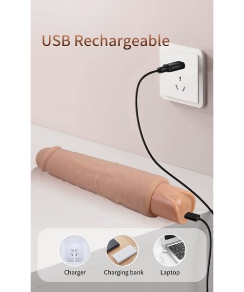 Pênis Realístico Recarregável com 10 Modos de Vibração - 25,2 x 4,3 cm - 21 cm Penetráveis - PRETTY LOVE - Imagem 10