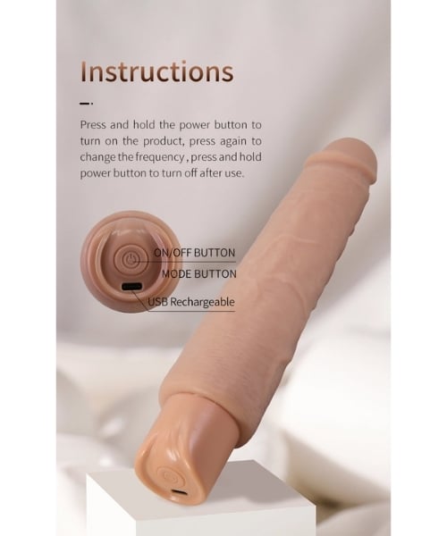 Pênis Realístico Recarregável com 10 Modos de Vibração - 25,2 x 4,3 cm - 21 cm Penetráveis - PRETTY LOVE - Imagem 11