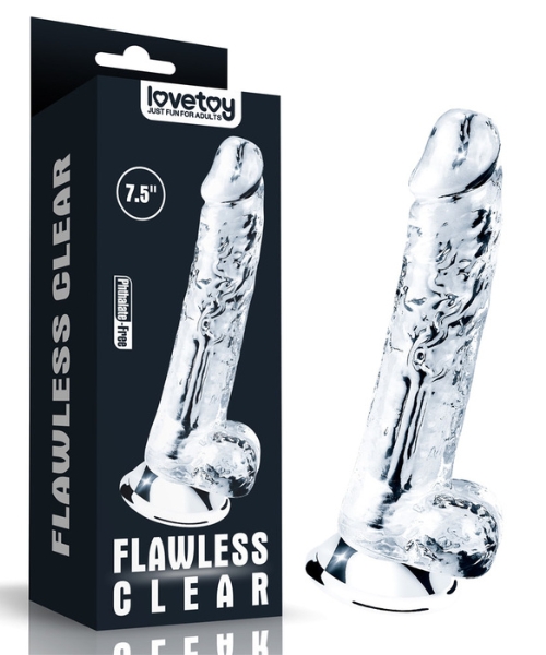 Pênis Realistico com 19x3,5cm e 14,5cm Penetrável, Translúcido Feito em Jelly TPE - LOVETOY