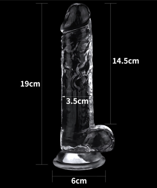 Pênis Realistico com 19x3,5cm e 14,5cm Penetrável, Translúcido Feito em Jelly TPE - LOVETOY - Imagem 2